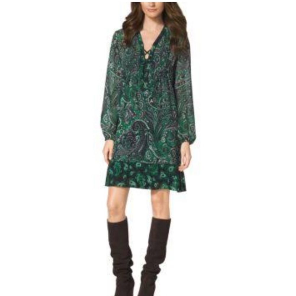MICHAEL Michael Kors Green Paisley Dress Size Medium